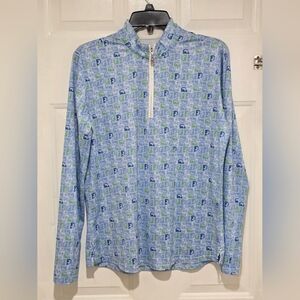 SanSoleil SolCool Zip Mock Long Sleeve UV 50 Golf Cart Print Women's L